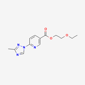 molecular formula C13H16N4O3 B2625075 2-ethoxyethyl 6-(3-methyl-1H-1,2,4-triazol-1-yl)nicotinate CAS No. 861211-83-8