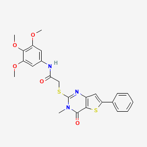 molecular formula C24H23N3O5S2 B2625079 2-({3-methyl-4-oxo-6-phenyl-3H,4H-thieno[3,2-d]pyrimidin-2-yl}sulfanyl)-N-(3,4,5-trimethoxyphenyl)acetamide CAS No. 1105199-30-1