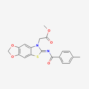 (Z)-methyl 2-(6-((4-methylbenzoyl)imino)-[1,3]dioxolo[4',5':4,5]benzo[1,2-d]thiazol-7(6H)-yl)acetate