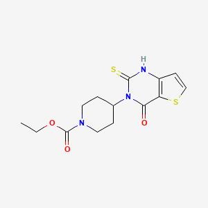 molecular formula C14H17N3O3S2 B2625096 ethyl 4-(4-oxo-2-thioxo-1,4-dihydrothieno[3,2-d]pyrimidin-3(2H)-yl)piperidine-1-carboxylate CAS No. 1284617-19-1