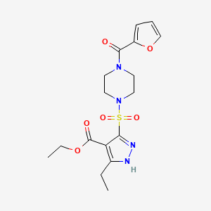 molecular formula C17H22N4O6S B2625149 ethyl 3-ethyl-5-{[4-(furan-2-carbonyl)piperazin-1-yl]sulfonyl}-1H-pyrazole-4-carboxylate CAS No. 1296272-71-3