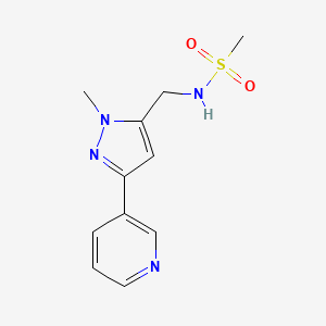molecular formula C11H14N4O2S B2625159 N-((1-methyl-3-(pyridin-3-yl)-1H-pyrazol-5-yl)methyl)methanesulfonamide CAS No. 2034376-75-3
