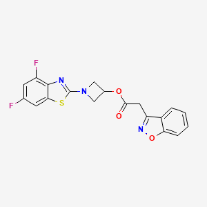 molecular formula C19H13F2N3O3S B2625166 1-(4,6-Difluorobenzo[d]thiazol-2-yl)azetidin-3-yl 2-(benzo[d]isoxazol-3-yl)acetate CAS No. 1396628-61-7