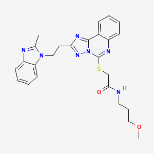 molecular formula C25H27N7O2S B2625188 N-(3-methoxypropyl)-2-({2-[2-(2-methyl-1H-1,3-benzodiazol-1-yl)ethyl]-[1,2,4]triazolo[1,5-c]quinazolin-5-yl}sulfanyl)acetamide CAS No. 896699-52-8