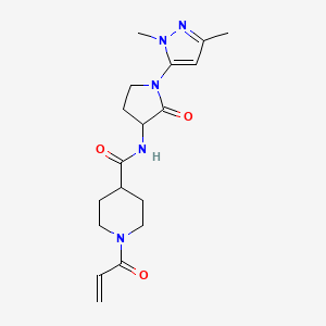 N-[1-(2,5-Dimethylpyrazol-3-yl)-2-oxopyrrolidin-3-yl]-1-prop-2-enoylpiperidine-4-carboxamide