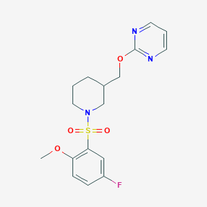 molecular formula C17H20FN3O4S B2625233 2-{[1-(5-Fluoro-2-methoxybenzenesulfonyl)piperidin-3-yl]methoxy}pyrimidine CAS No. 2379978-85-3