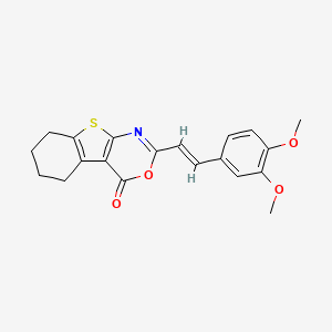 B2625277 2-[(E)-2-(3,4-dimethoxyphenyl)ethenyl]-5,6,7,8-tetrahydro-[1]benzothiolo[2,3-d][1,3]oxazin-4-one CAS No. 301683-86-3