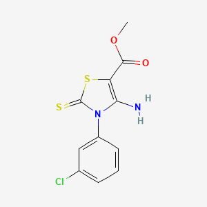 molecular formula C11H9ClN2O2S2 B2625295 methyl 4-amino-3-(3-chlorophenyl)-2-sulfanylidene-2,3-dihydro-1,3-thiazole-5-carboxylate CAS No. 689772-03-0