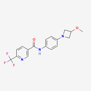 molecular formula C17H16F3N3O2 B2625320 N-[4-(3-methoxyazetidin-1-yl)phenyl]-6-(trifluoromethyl)pyridine-3-carboxamide CAS No. 2034445-96-8