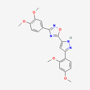 3-(3,4-dimethoxyphenyl)-5-[3-(2,4-dimethoxyphenyl)-1H-pyrazol-5-yl]-1,2,4-oxadiazole