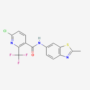 molecular formula C15H9ClF3N3OS B2625374 6-chloro-N-(2-methyl-1,3-benzothiazol-6-yl)-2-(trifluoromethyl)pyridine-3-carboxamide CAS No. 1798757-03-5