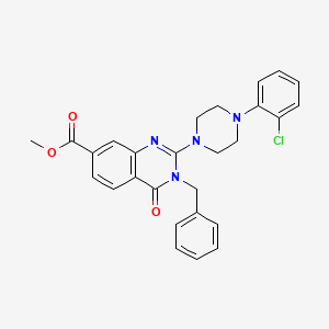 molecular formula C27H25ClN4O3 B2625377 methyl 3-benzyl-2-[4-(2-chlorophenyl)piperazin-1-yl]-4-oxo-3,4-dihydroquinazoline-7-carboxylate CAS No. 1112433-52-9