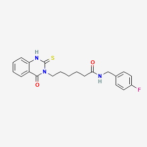 molecular formula C21H22FN3O2S B2625408 N-[(4-fluorophenyl)methyl]-6-(4-oxo-2-sulfanylidene-1,2,3,4-tetrahydroquinazolin-3-yl)hexanamide CAS No. 403723-36-4