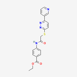 molecular formula C20H18N4O3S B2625412 Ethyl 4-(2-((6-(pyridin-3-yl)pyridazin-3-yl)thio)acetamido)benzoate CAS No. 893999-11-6