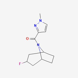 molecular formula C12H16FN3O B2625432 3-fluoro-8-(1-methyl-1H-pyrazole-3-carbonyl)-8-azabicyclo[3.2.1]octane CAS No. 2320444-80-0