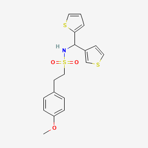 2-(4-methoxyphenyl)-N-(thiophen-2-yl(thiophen-3-yl)methyl)ethanesulfonamide