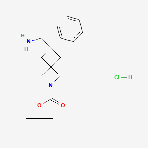tert-Butyl 6-(aminomethyl)-6-phenyl-2-azaspiro[3.3]heptane-2-carboxylate hydrochloride