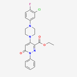 Ethyl 4-(4-(3-chloro-4-fluorophenyl)piperazin-1-yl)-6-oxo-1-phenyl-1,6-dihydropyridazine-3-carboxylate