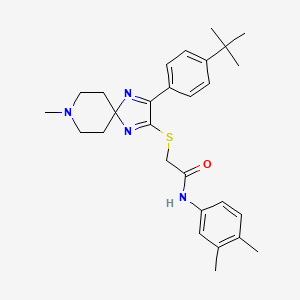 2-((3-(4-(tert-butyl)phenyl)-8-methyl-1,4,8-triazaspiro[4.5]deca-1,3-dien-2-yl)thio)-N-(3,4-dimethylphenyl)acetamide