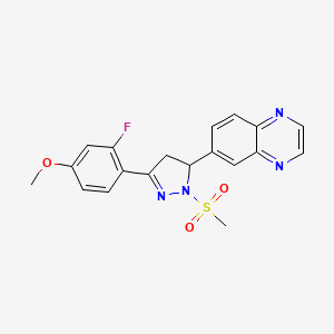 6-(3-(2-fluoro-4-methoxyphenyl)-1-(methylsulfonyl)-4,5-dihydro-1H-pyrazol-5-yl)quinoxaline