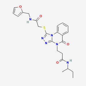 molecular formula C23H26N6O4S B2625512 N-(butan-2-yl)-3-{1-[({[(furan-2-yl)methyl]carbamoyl}methyl)sulfanyl]-5-oxo-4H,5H-[1,2,4]triazolo[4,3-a]quinazolin-4-yl}propanamide CAS No. 1116065-26-9