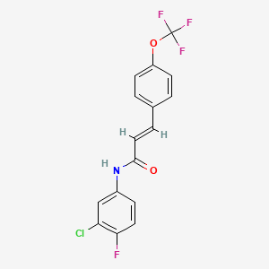 molecular formula C16H10ClF4NO2 B2625551 N-(3-Chloro-4-fluorophenyl)-3-(4-(trifluoromethoxy)phenyl)acrylamide CAS No. 882082-57-7