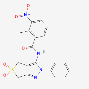 molecular formula C20H18N4O5S B2625553 N-(5,5-dioxido-2-(p-tolyl)-4,6-dihydro-2H-thieno[3,4-c]pyrazol-3-yl)-2-methyl-3-nitrobenzamide CAS No. 449787-74-0