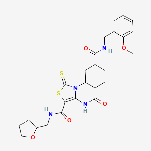 N8-[(2-methoxyphenyl)methyl]-5-oxo-N3-[(oxolan-2-yl)methyl]-1-sulfanylidene-1H,4H,5H-[1,3]thiazolo[3,4-a]quinazoline-3,8-dicarboxamide