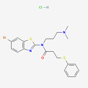 N-(6-bromobenzo[d]thiazol-2-yl)-N-(3-(dimethylamino)propyl)-3-(phenylthio)propanamide hydrochloride
