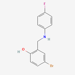 molecular formula C13H11BrFNO B2625576 4-Bromo-2-{[(4-fluorophenyl)amino]methyl}phenol CAS No. 329777-34-6
