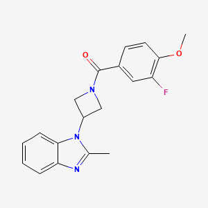 molecular formula C19H18FN3O2 B2625580 (3-Fluoro-4-methoxyphenyl)-[3-(2-methylbenzimidazol-1-yl)azetidin-1-yl]methanone CAS No. 2380194-93-2
