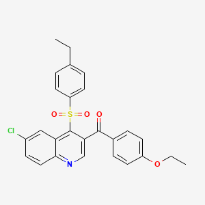 molecular formula C26H22ClNO4S B2625585 (6-Chloro-4-((4-ethylphenyl)sulfonyl)quinolin-3-yl)(4-ethoxyphenyl)methanone CAS No. 866895-58-1