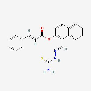 molecular formula C21H17N3O2S B2625588 1-((E)-(2-carbamothioylhydrazono)methyl)naphthalen-2-yl cinnamate CAS No. 405905-16-0