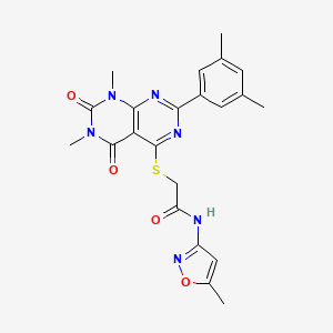 2-((2-(3,5-dimethylphenyl)-6,8-dimethyl-5,7-dioxo-5,6,7,8-tetrahydropyrimido[4,5-d]pyrimidin-4-yl)thio)-N-(5-methylisoxazol-3-yl)acetamide