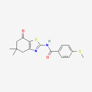 molecular formula C17H18N2O2S2 B2625612 N-(5,5-dimethyl-7-oxo-4,5,6,7-tetrahydro-1,3-benzothiazol-2-yl)-4-(methylsulfanyl)benzamide CAS No. 896348-50-8