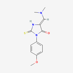 molecular formula C13H15N3O2S B2625628 5-[(dimethylamino)methylene]-3-(4-methoxyphenyl)-2-thioxotetrahydro-4H-imidazol-4-one CAS No. 320422-89-7