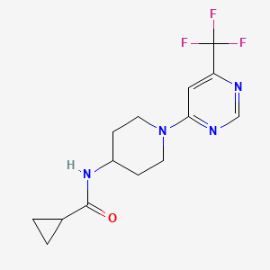 molecular formula C14H17F3N4O B2625629 N-(1-(6-(trifluoromethyl)pyrimidin-4-yl)piperidin-4-yl)cyclopropanecarboxamide CAS No. 2034516-79-3