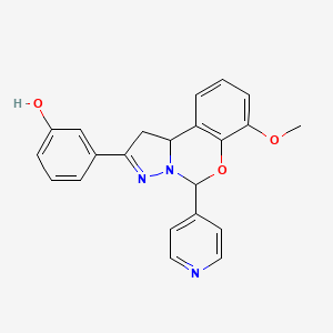 B2625635 3-(7-methoxy-5-(pyridin-4-yl)-5,10b-dihydro-1H-benzo[e]pyrazolo[1,5-c][1,3]oxazin-2-yl)phenol CAS No. 899746-86-2