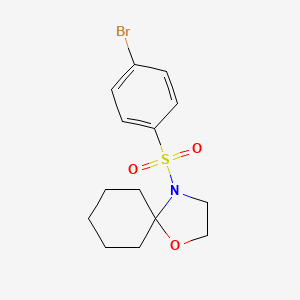 molecular formula C14H18BrNO3S B2625639 4-[(4-Bromophenyl)sulfonyl]-1-oxa-4-azaspiro[4.5]decane CAS No. 866155-26-2