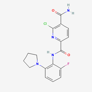 molecular formula C17H16ClFN4O2 B2625640 6-chloro-N2-[2-fluoro-6-(pyrrolidin-1-yl)phenyl]pyridine-2,5-dicarboxamide CAS No. 2094226-05-6