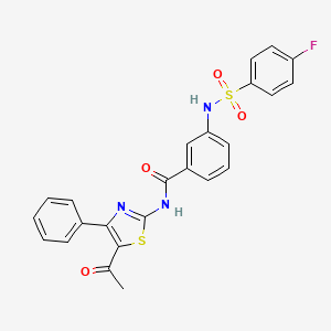 molecular formula C24H18FN3O4S2 B2625641 N-(5-乙酰基-4-苯基噻唑-2-基)-3-(4-氟苯基磺酰胺基)苯甲酰胺 CAS No. 898440-90-9