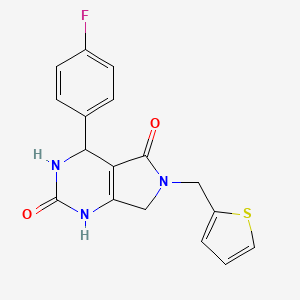 molecular formula C17H14FN3O2S B2625644 4-(4-fluorophenyl)-6-(thiophen-2-ylmethyl)-3,4,6,7-tetrahydro-1H-pyrrolo[3,4-d]pyrimidine-2,5-dione CAS No. 899985-27-4