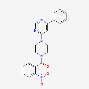 molecular formula C21H19N5O3 B2625645 (2-Nitrophenyl)(4-(6-phenylpyrimidin-4-yl)piperazin-1-yl)methanone CAS No. 1334375-57-3