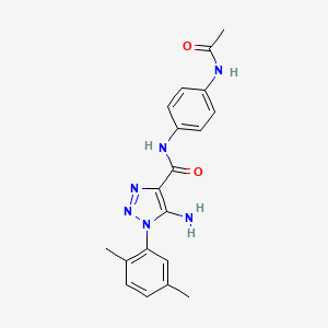 molecular formula C19H20N6O2 B2625648 N-[4-(acetylamino)phenyl]-5-amino-1-(2,5-dimethylphenyl)-1H-1,2,3-triazole-4-carboxamide CAS No. 953850-02-7