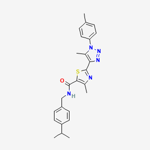 molecular formula C25H27N5OS B2625649 N-(4-isopropylbenzyl)-4-methyl-2-(5-methyl-1-(p-tolyl)-1H-1,2,3-triazol-4-yl)thiazole-5-carboxamide CAS No. 1206985-09-2