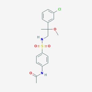 molecular formula C18H21ClN2O4S B2625665 N-(4-{[2-(3-chlorophenyl)-2-methoxypropyl]sulfamoyl}phenyl)acetamide CAS No. 1788849-39-7