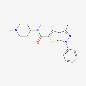 molecular formula C20H24N4OS B2625693 N,3-dimethyl-N-(1-methylpiperidin-4-yl)-1-phenyl-1H-thieno[2,3-c]pyrazole-5-carboxamide CAS No. 912912-28-8