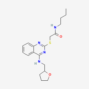molecular formula C19H26N4O2S B2625766 N-butyl-2-((4-(((tetrahydrofuran-2-yl)methyl)amino)quinazolin-2-yl)thio)acetamide CAS No. 422533-27-5
