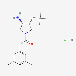 B2625821 1-[(3S,4R)-3-Amino-4-(2,2-dimethylpropyl)pyrrolidin-1-yl]-2-(3,5-dimethylphenyl)ethanone;hydrochloride CAS No. 2418596-02-6
