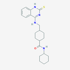 molecular formula C22H30N4OS B2625822 N-cyclohexyl-4-{[(2-sulfanylidene-1,2-dihydroquinazolin-4-yl)amino]methyl}cyclohexane-1-carboxamide CAS No. 689266-03-3